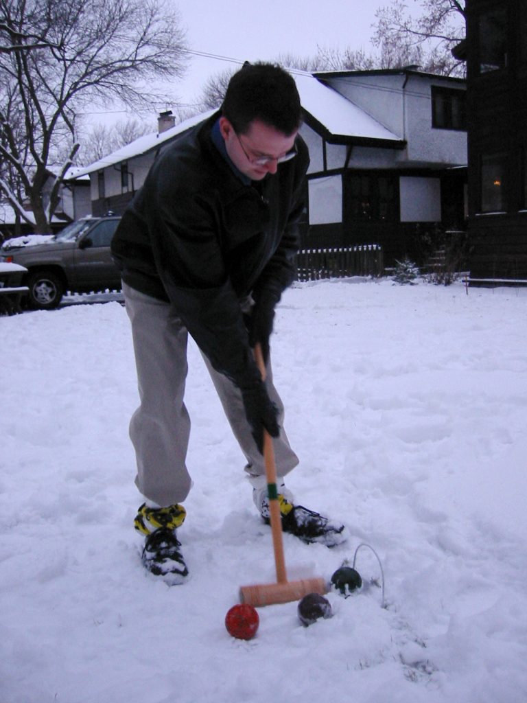 The Hammer lines up a shot in Maldre Manor on Christmas Day 2002
