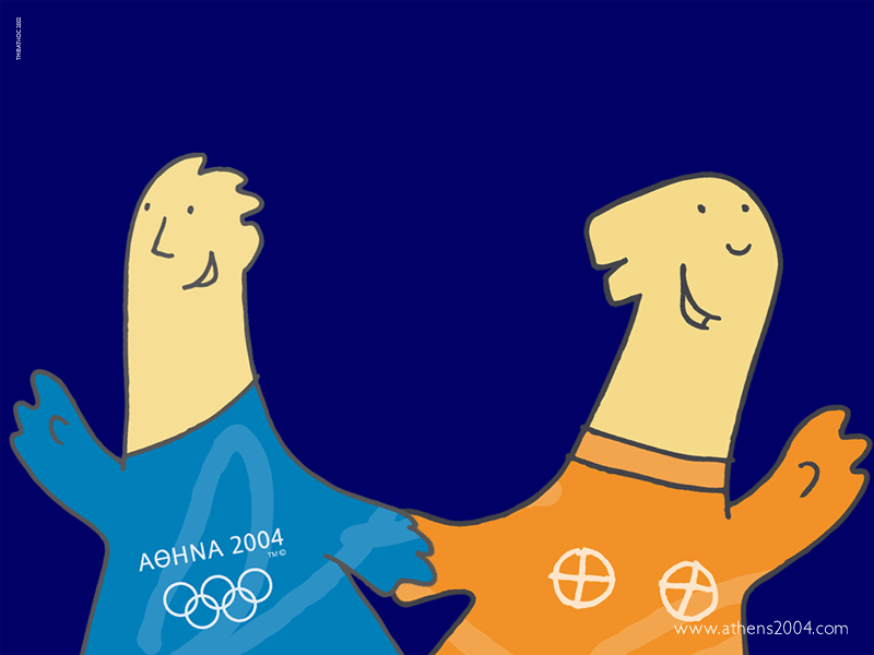 Mascots greeting