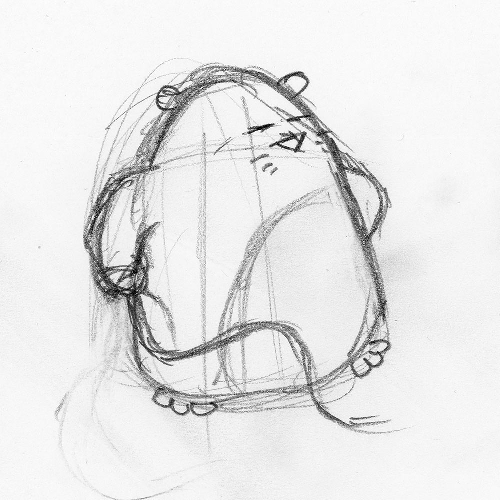 Character sketch: Etym Mole standing tall with whip