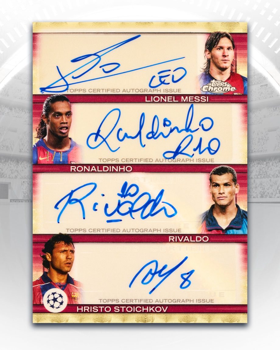 FIRST LOOK: Four FC Barcelona legends unite for an epic 1/1 quad autograph.